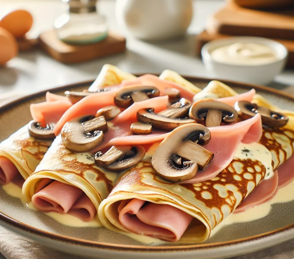 Crêpes Gourmandes au Jambon, Champignons et Béchamel