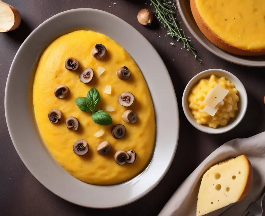Polenta crémeuse aux champignons et pecorino