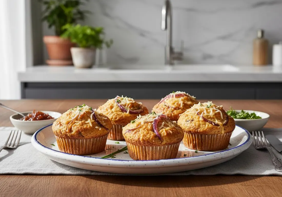Muffins Rustiques aux Oignons Caramélisés et Comté