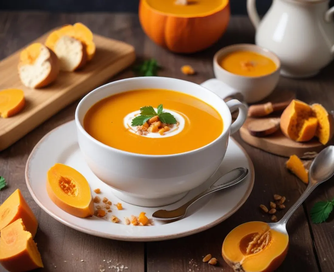 Soupe Veloutée de Courge Butternut au Lait de Coco