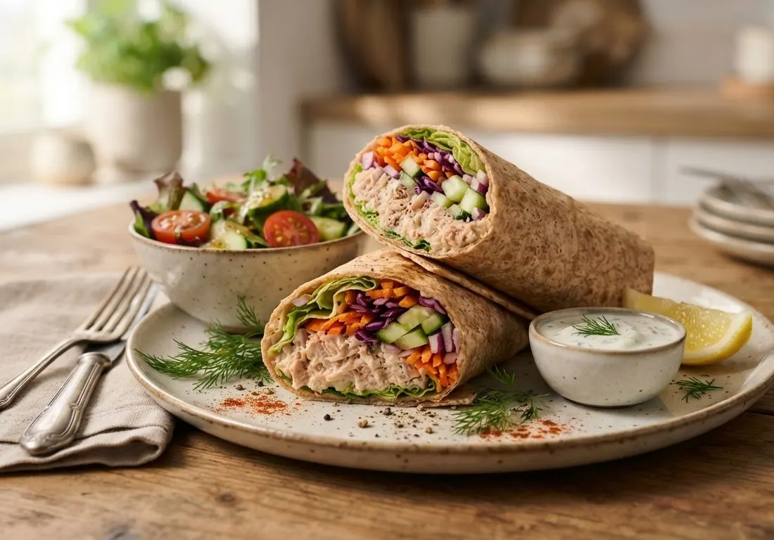 Wrap au thon et crudités
