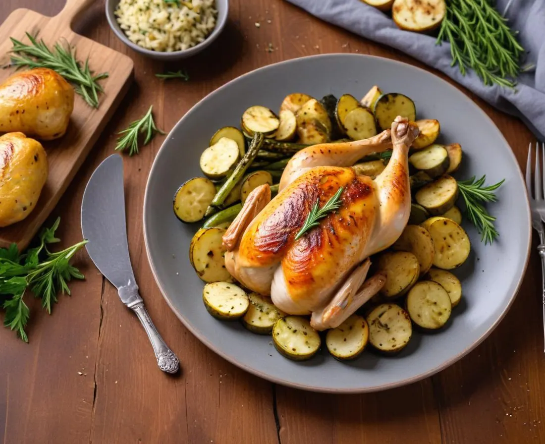 Poulet grillé aux herbes de Provence et courgettes sautées