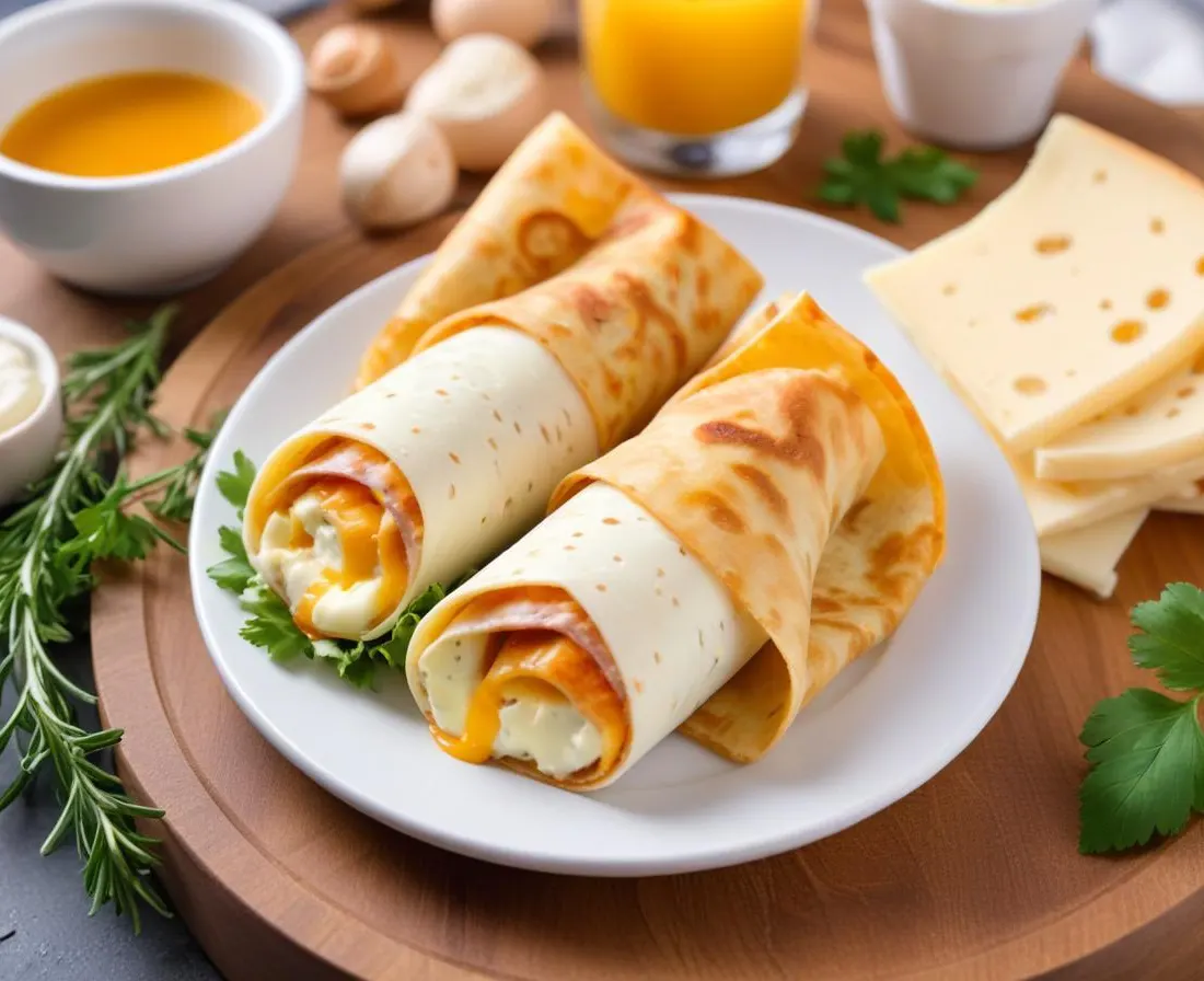 Wrap aux Œufs Brouillés et Fromage Fondu