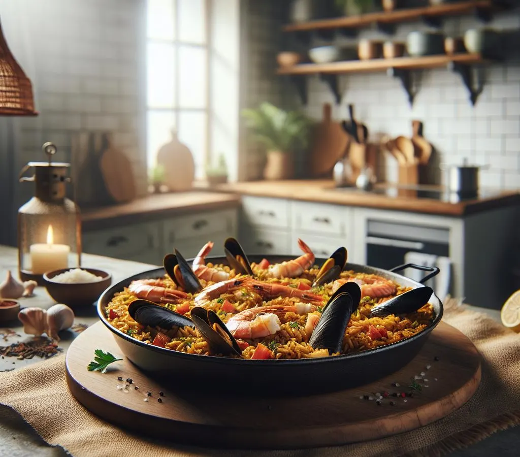 Paella Royale aux Fruits de Mer et Riz Complet