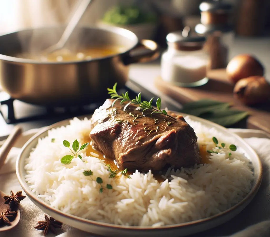 Blanquette de veau à l'ancienne et riz basmati