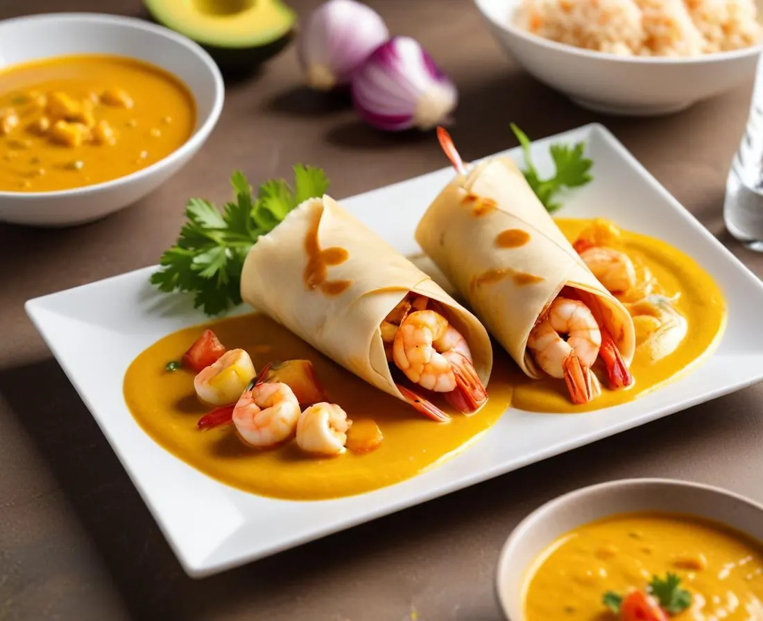 Wrap aux Crevettes, Mangue et Sauce Curry