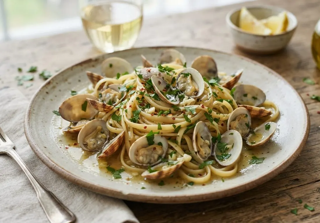 Linguine aux palourdes à l'ail et au persil