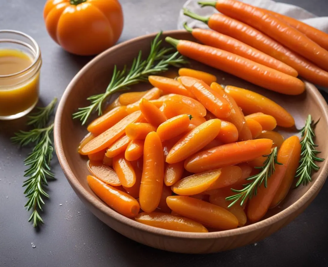 Carottes glacées au miel et au thym