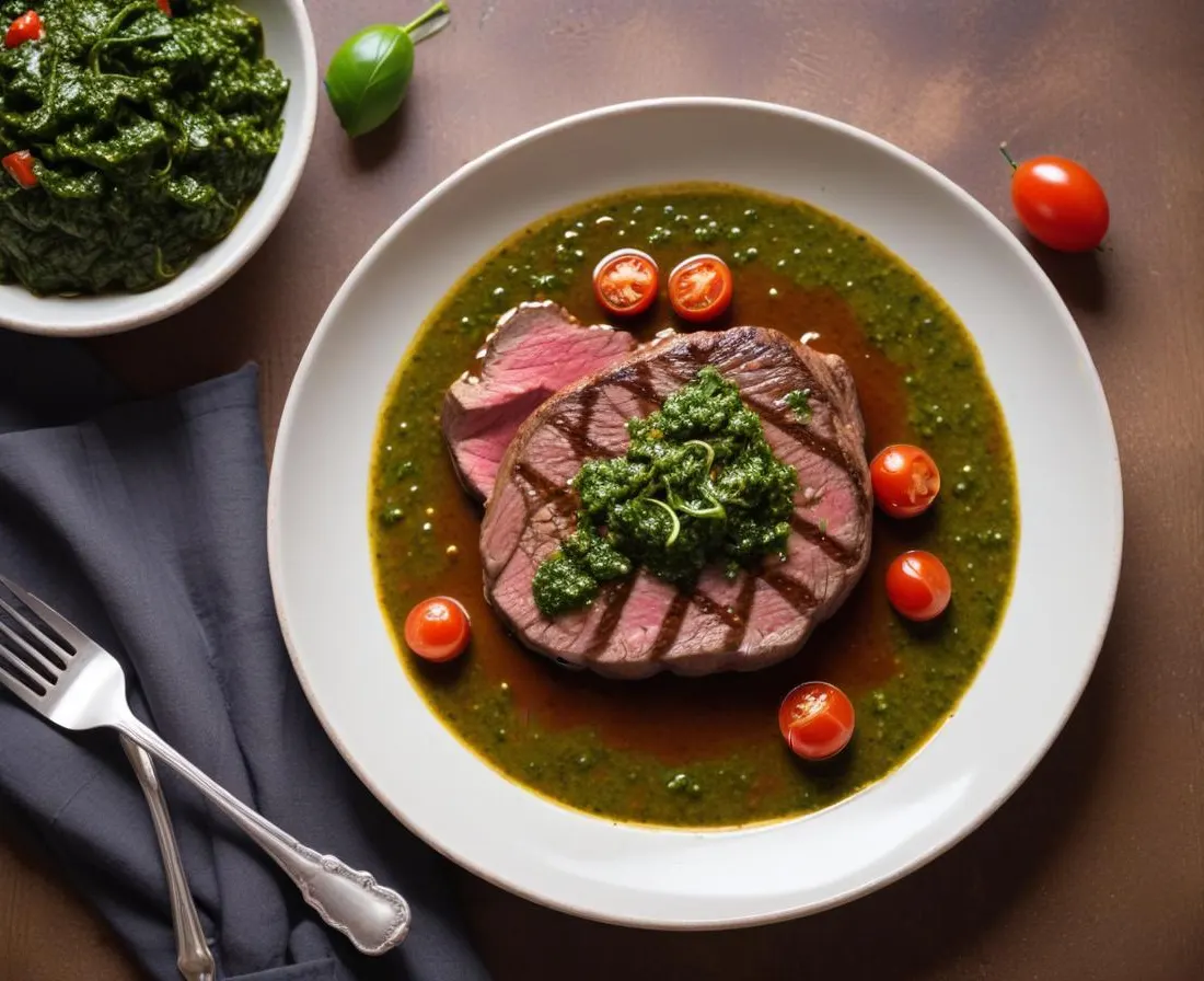 Entrecôte grillée sauce chimichurri