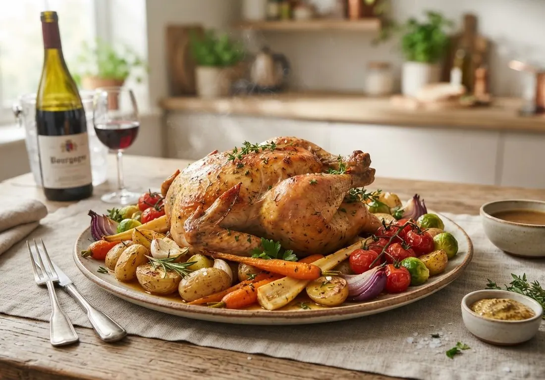 Poulet rôti et ses légumes de saison