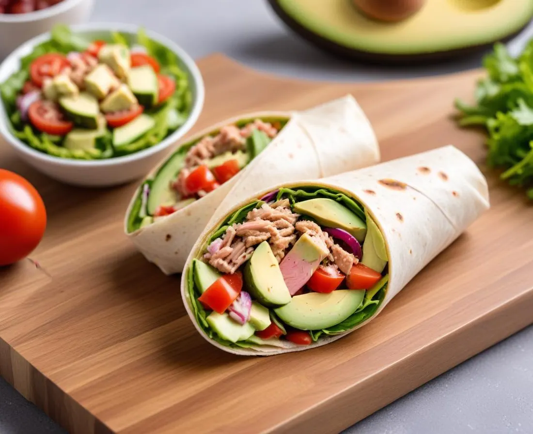 Wrap au thon, avocat et salade
