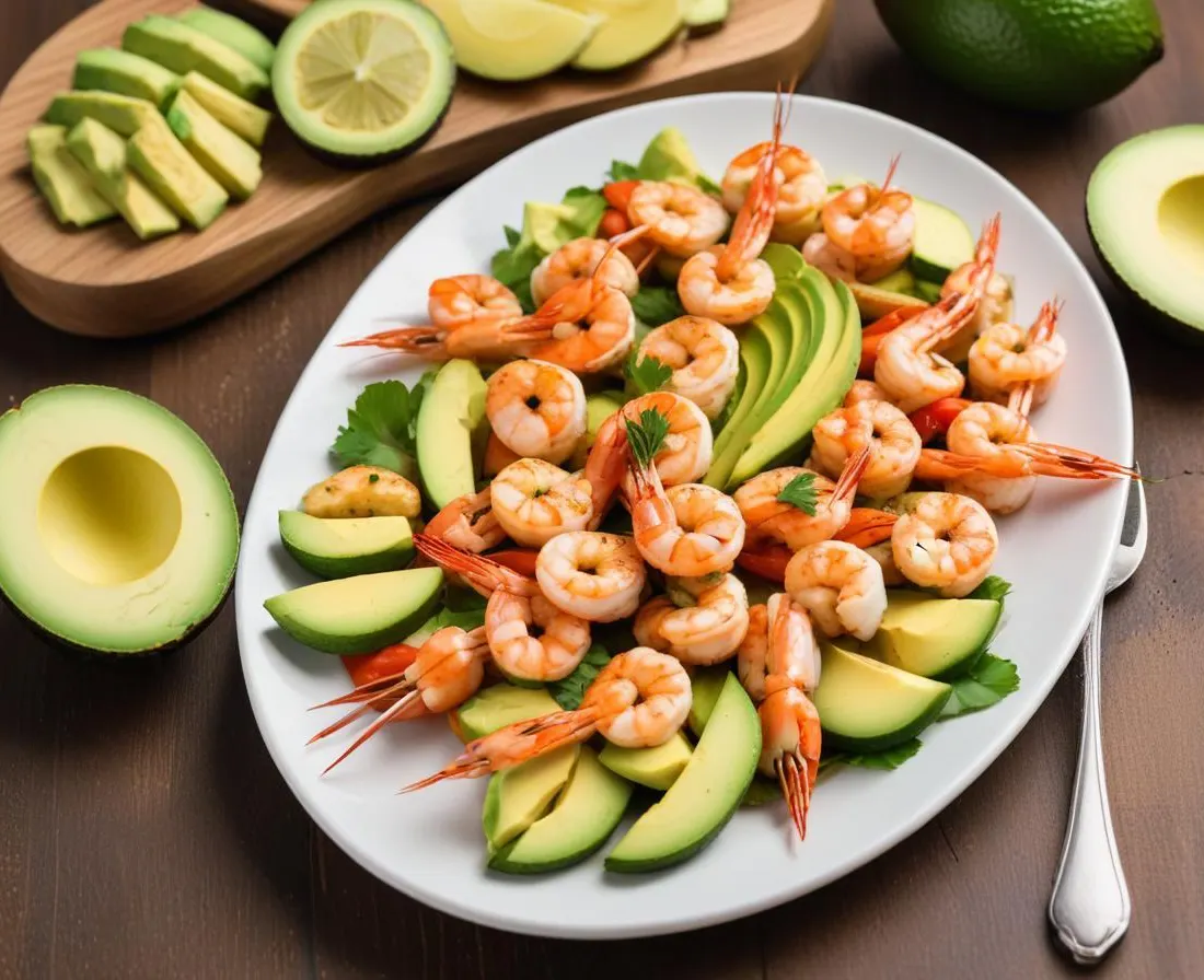 Brochettes de crevettes et avocat grillé