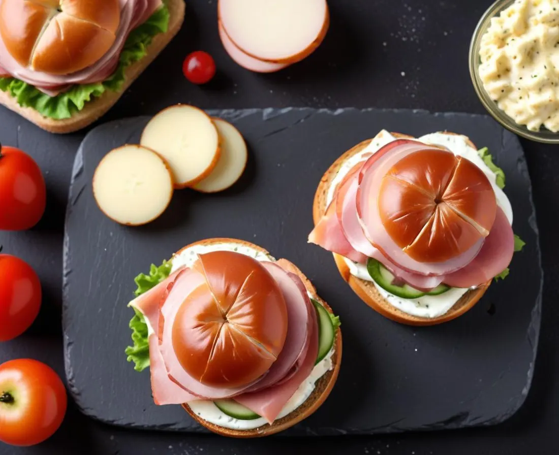Sandwich gourmand au jambon de pays, concombre et fromage frais