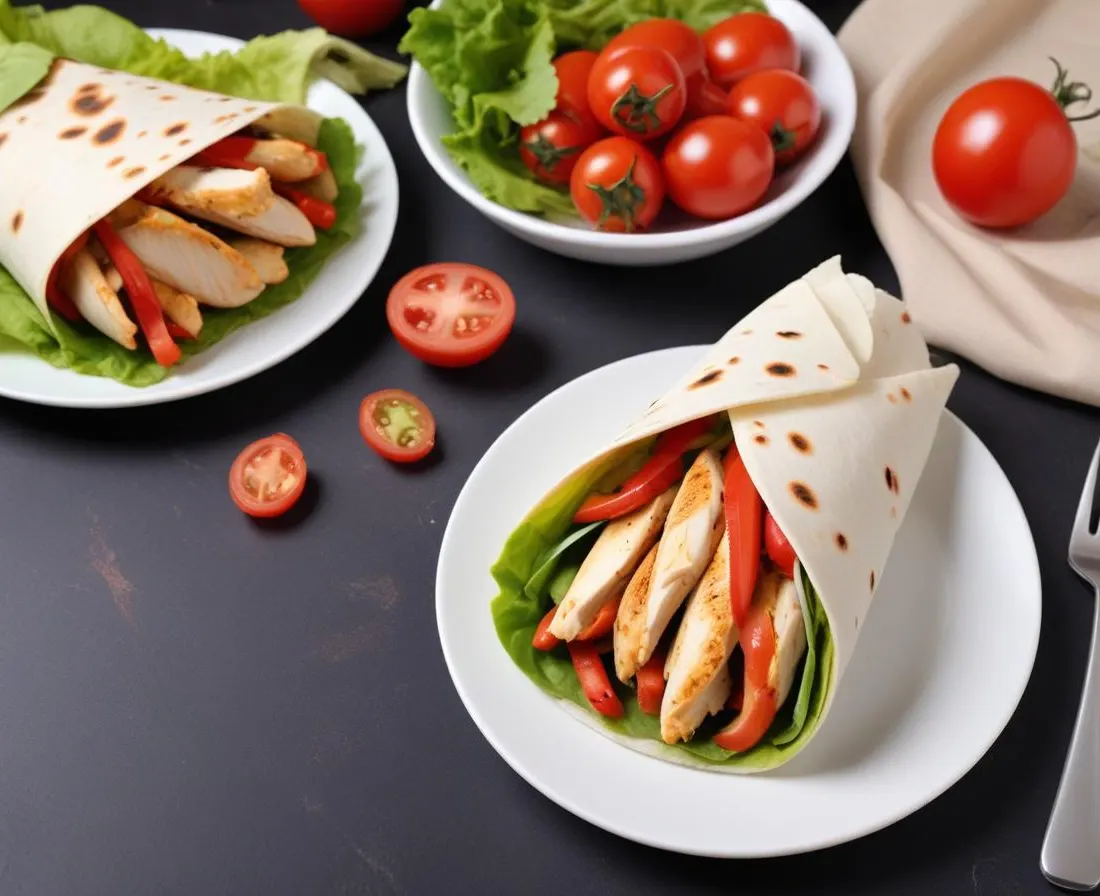 Wraps aux Poivrons Grillés et Poulet