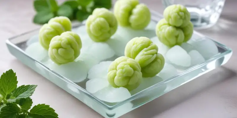 Sphères Écumeuses de Wasabi et Gingembre sur Lit de Cristal