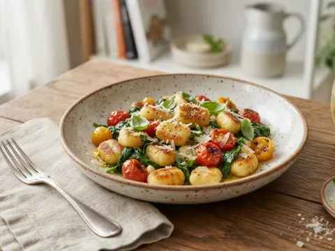 Poêlée de gnocchis aux épinards et tomates cerises