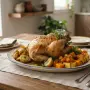 Poulet rôti aux pommes de terre et courges
