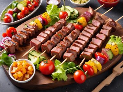 Barbecue : Brochettes de viande, salades composées et légumes grillés
