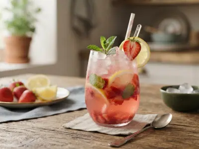 Limonade artisanale rafraîchissante aux fraises et au citron