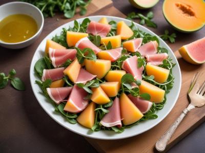 Salade Estivale Melon, Jambon Cru et Roquette