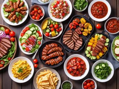 Barbecue d'Été : Grillades Variées et Salades Fraîches