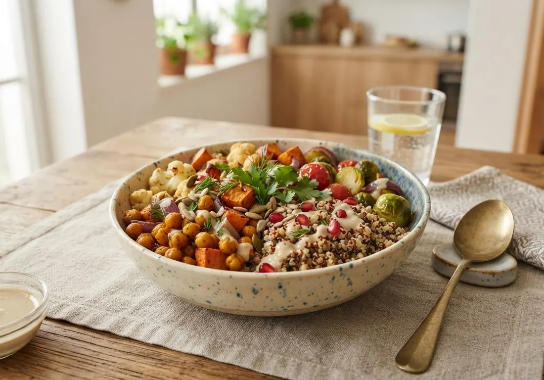 Bowl de quinoa rôti au four