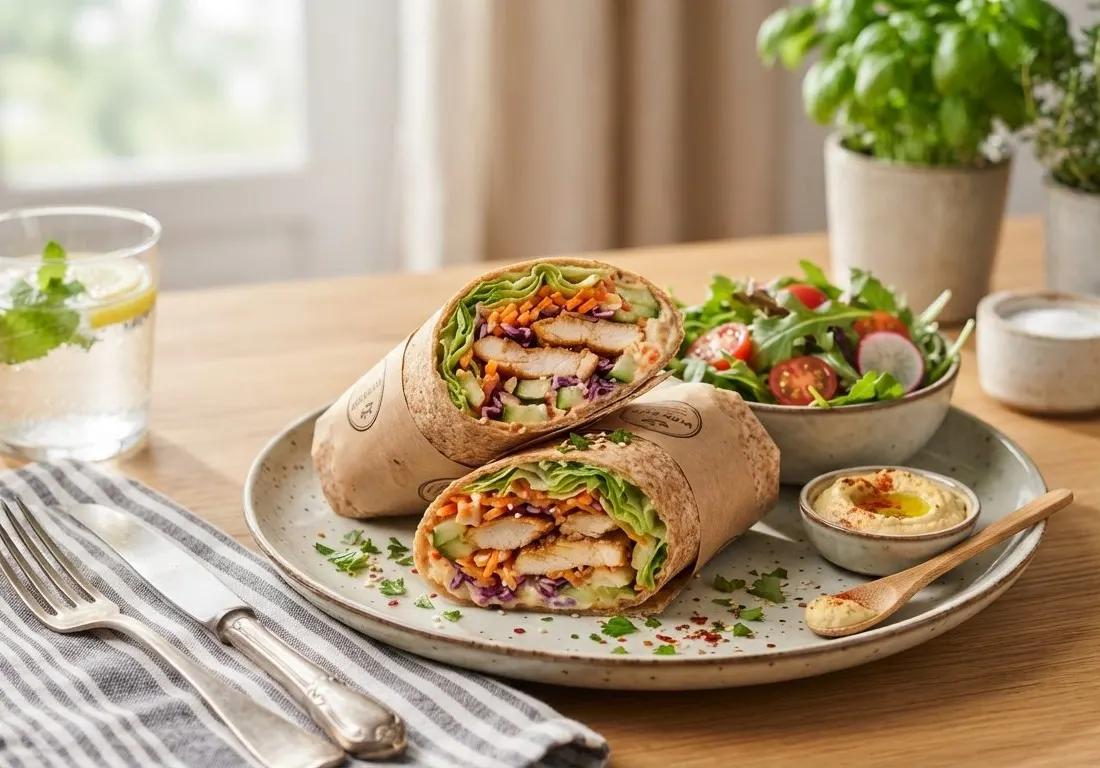 Wrap de poulet et crudités