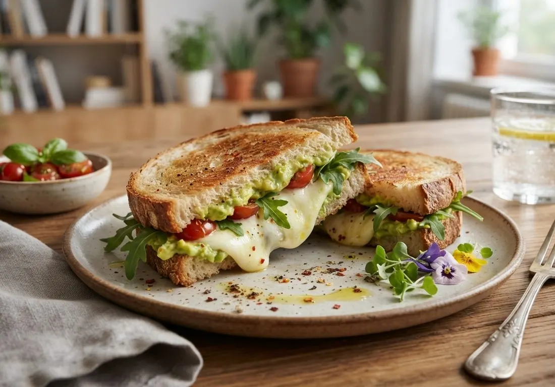 Sandwich fondant à l'avocat et mozzarella