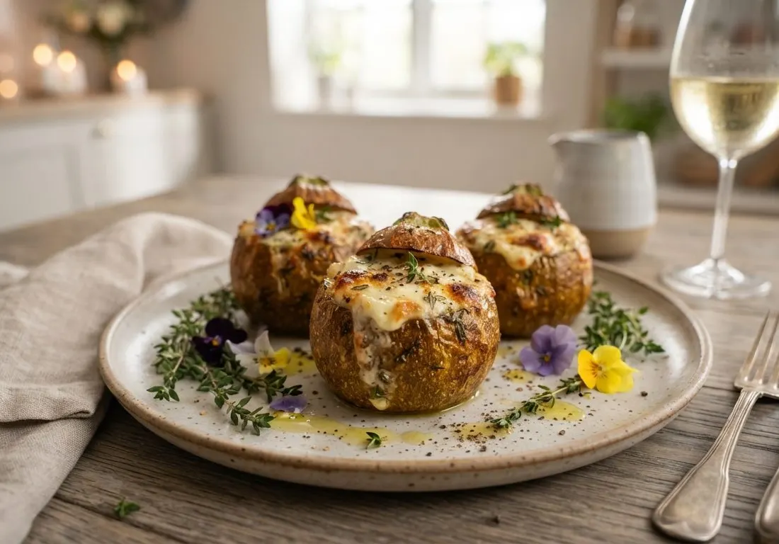 Courgettes rondes farcies au chèvre frais et herbes de Provence