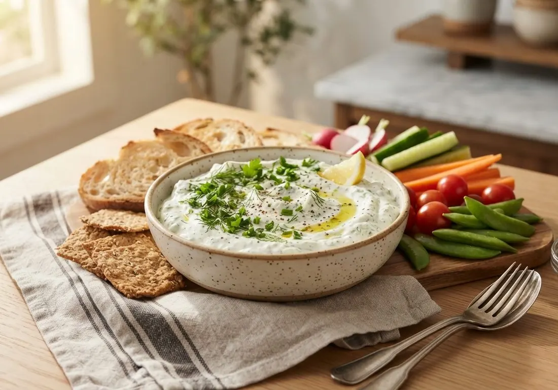 Dip crémeux au skyr et fines herbes fraîches