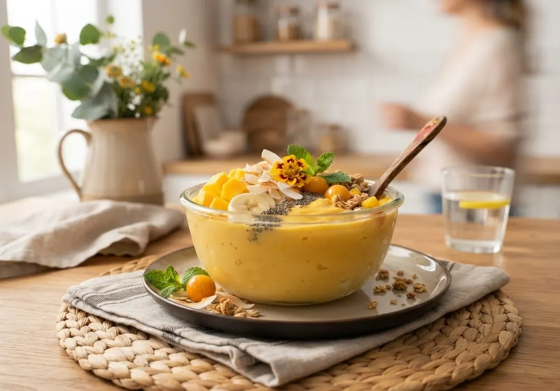 Smoothie Exotique Mangue, Banane et Lait de Coco
