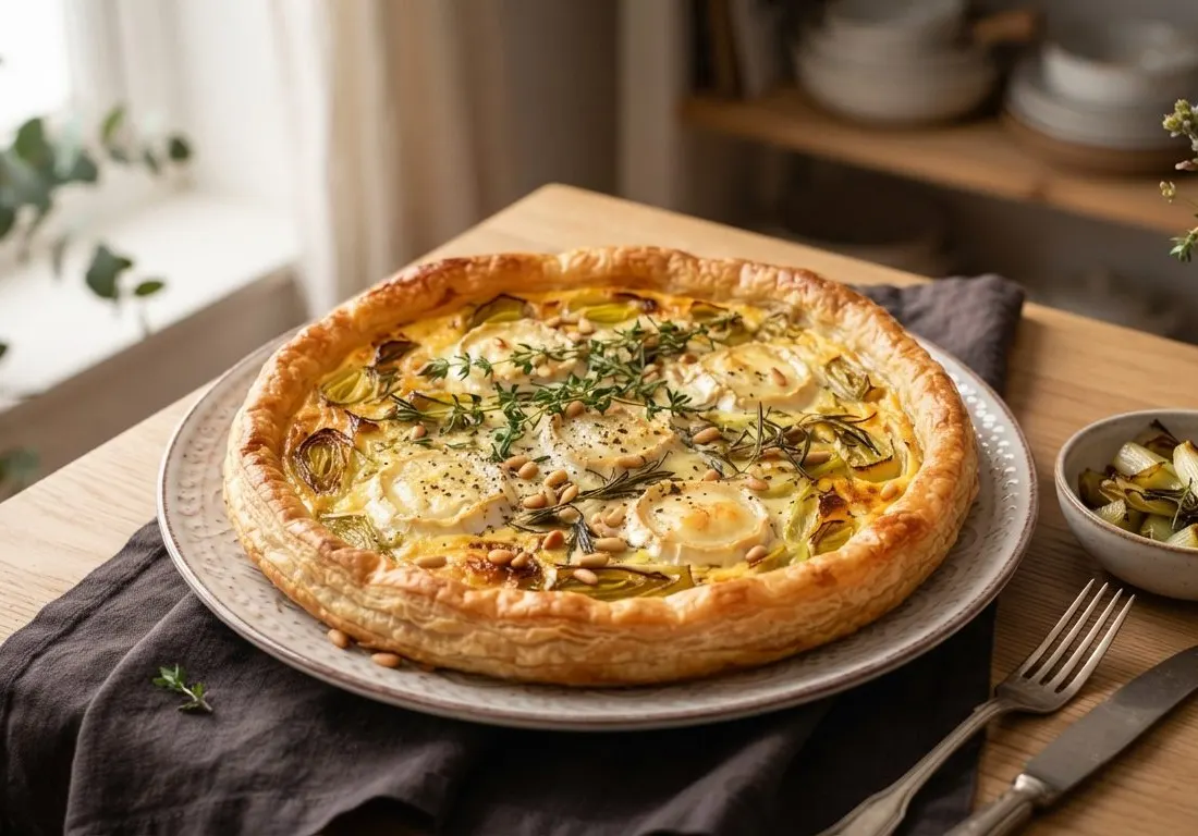 Tarte aux poireaux et chèvre