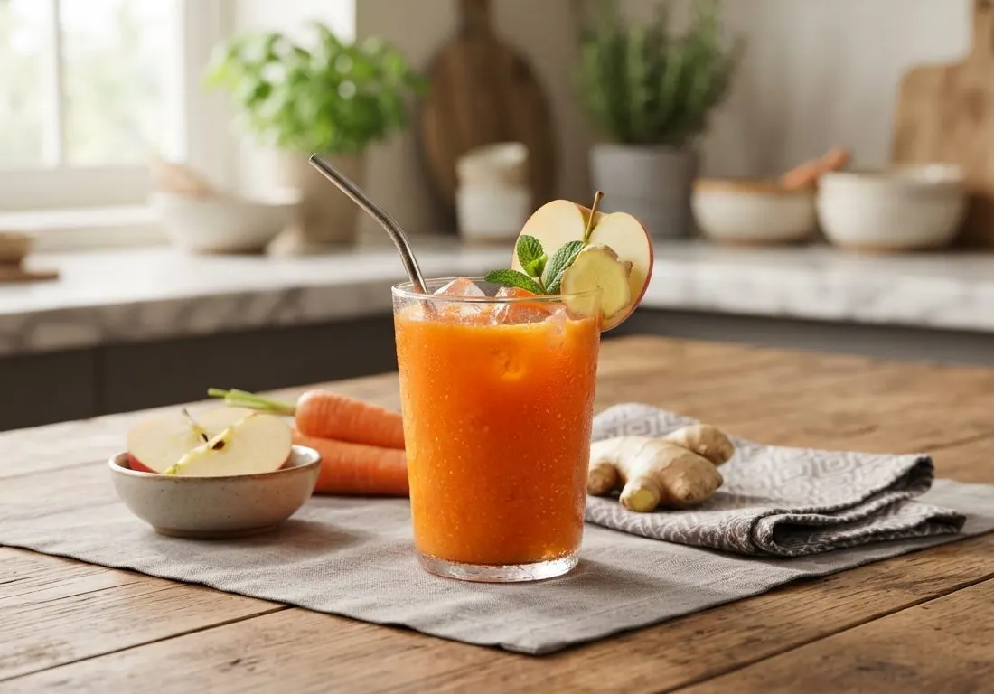 Jus frais pomme, carotte et gingembre