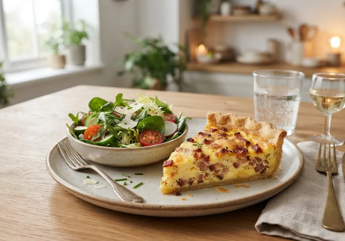 Quiche lorraine et salade verte